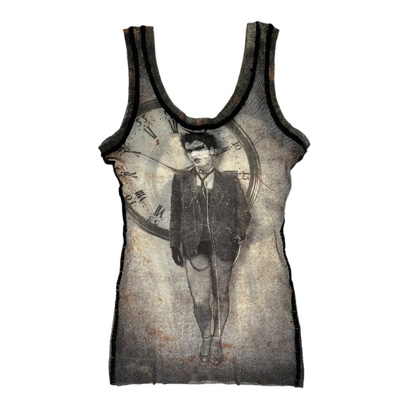 Jean Paul Gaultier FW2003 clock woman mesh cardigan